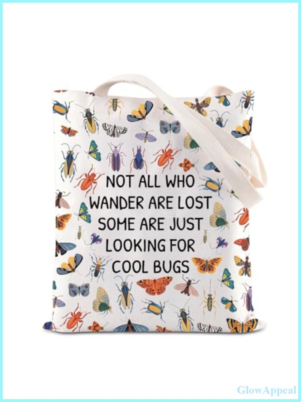 Cotton Canvas Tote Bag Insects Bugs Print Reusable Shoulder Bag